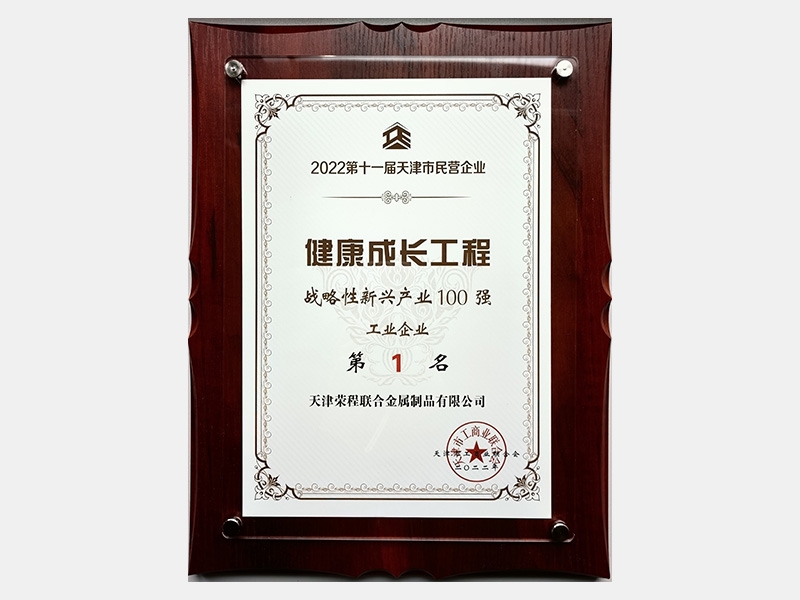 2022第十一屆天津市民營(yíng)企業(yè)健康成長(zhǎng)工程戰(zhàn)略性新興產(chǎn)業(yè)100強(qiáng)工業(yè)企業(yè)第1名